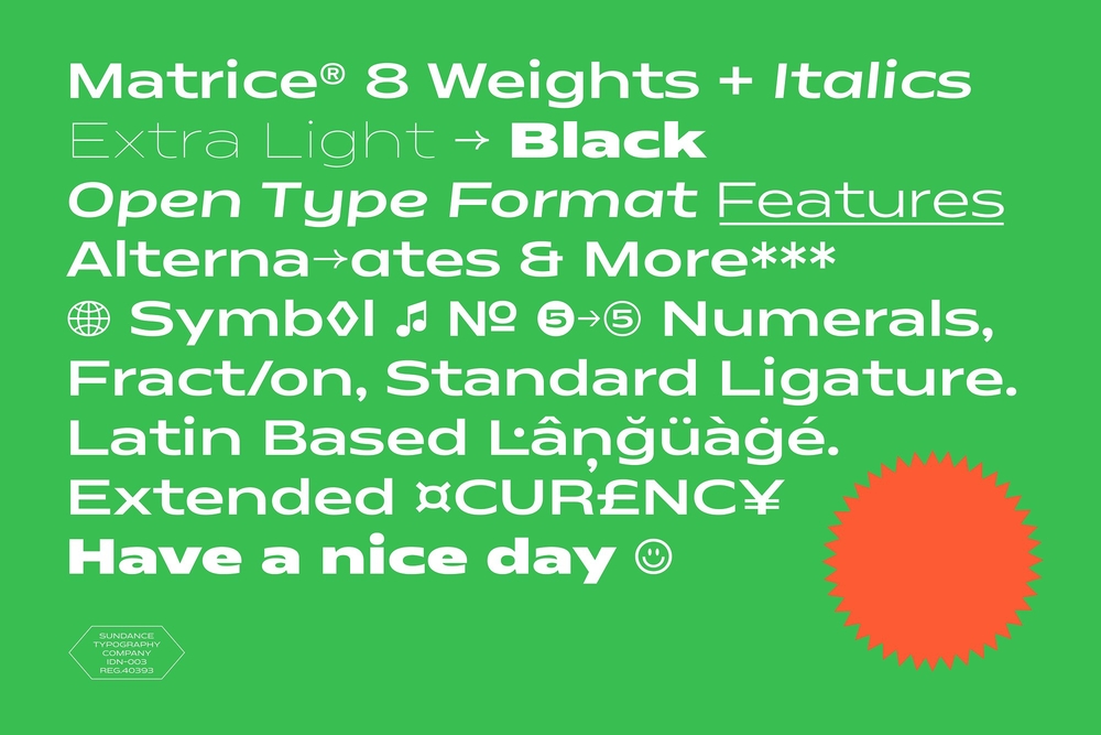 Matrice Light Italic Font preview